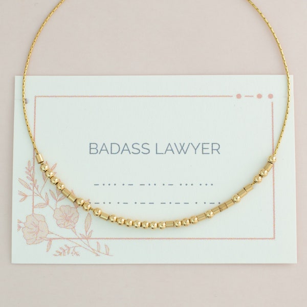 Badass Lawyer Morse Code Bracelet, Custom Gift for Attorney, Law School Graduation Gift, Powerful Woman Litigator, Personalized Jewelry