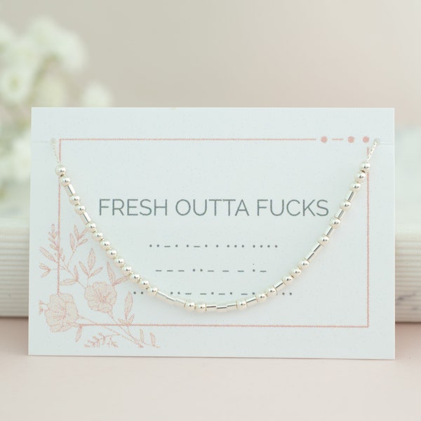 Fresh Outta Fucks Morse Code Necklace, Zero Fucks, Swear Word Jewelry, Custom Word Necklace,  Chain Necklace, Meaningful Gift