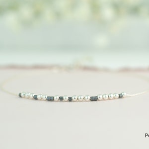 Morse Code Anklet, Ankle Bracelet, Custom Word Jewelry, Dainty Beaded Anklet, Sterling Silver, Gold Filled