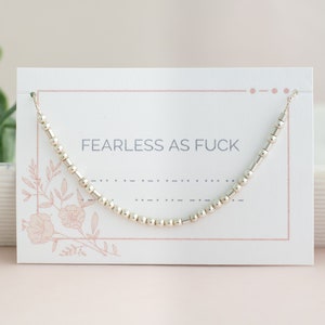 Fearless As Fuck Morse Code Necklace, Female Empowerment, AA NA Support, Courageous and Fierce Survivor Message, Friendship Jewelry,