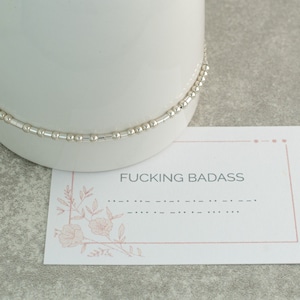 Fucking Badass Morse Code Bracelet, Custom Name Jewelry, Strong Woman Gift, Feminist Jewelry, Friendship Bracelet, Powerful Woman Gift