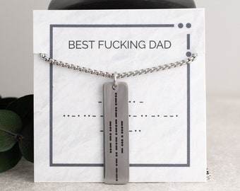 Best Fucking Dad Morse Code Halskette, Gravierte Anhänger Halskette für Vater Ehemann Großvater Partner, Vatertag Geschenk, Bester Vater aller Zeiten