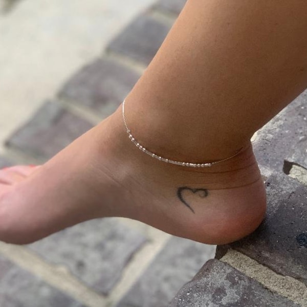 Morse Code Ankle Bracelet, Personalized Word Anklet, Custom Quote Jewelry, Dainty Beaded Anklet, BFF Girlfriend Gift