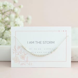 Collana "Io sono la tempesta", collana "Survivor", gioielli motivazionali, gioielli con codice Morse, regalo ispiratore per lei, argento sterling, oro riempito