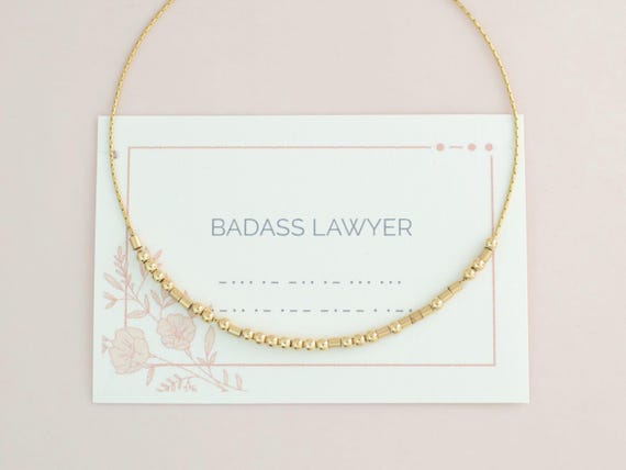 Badass Lawyer Morse Code Bracelet, Custom Gift for Attorney, Law School Graduation Gift, Powerful Woman Litigator, Personalized Jewelry