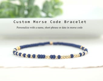 Custom Morse Code Bracelet, Personalized Message Bracelet for Stacking and Layering