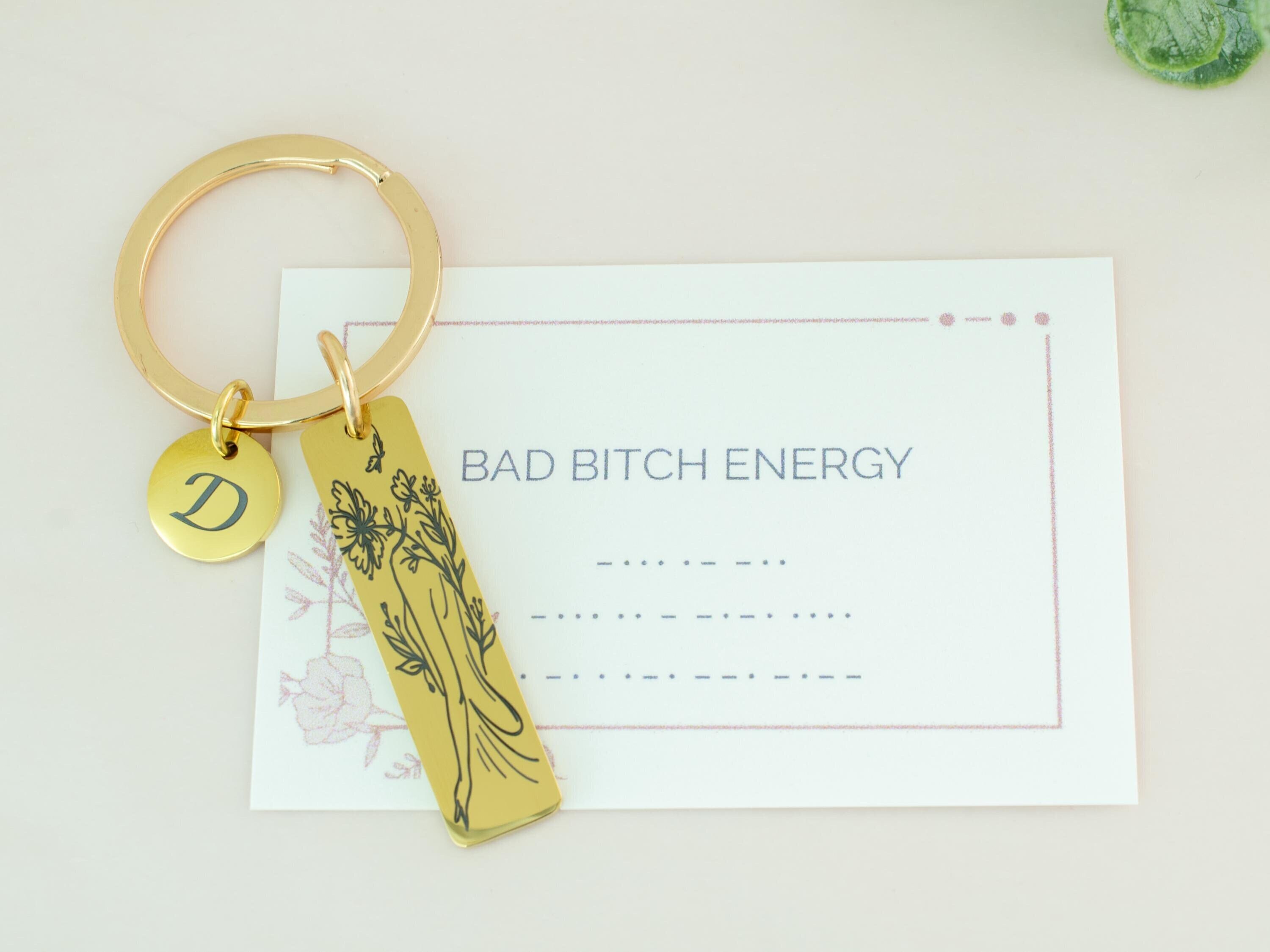 Bad Key Ring Design Bad Bitch Energy Engraved Morse Code Keyring, Swear Affirmation for ...