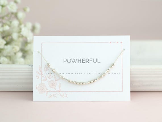 Feminist Necklace, Powerful Woman Jewelry, Morse Code Necklace, Strong Women, Sterling Silver, Gold Filled