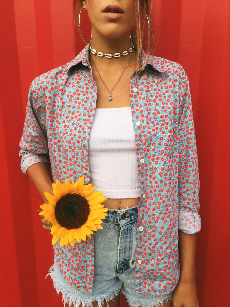 Long Sleeve Blouse Preppy Shirt Women/'s Long Sleeve Button-Up Shirt