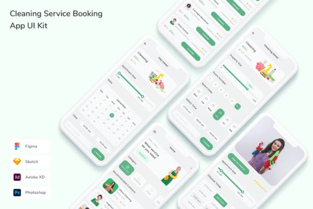 Cleaning Service Booking App UI Kit Mobile App UI/UX Etsy