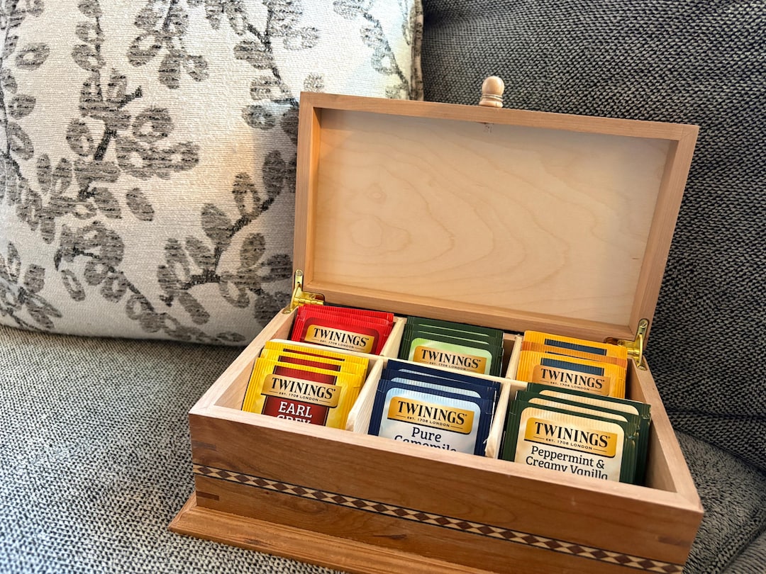 Small Tea Compartment Small Tea Box With Cherry Wood With Banding - Etsy