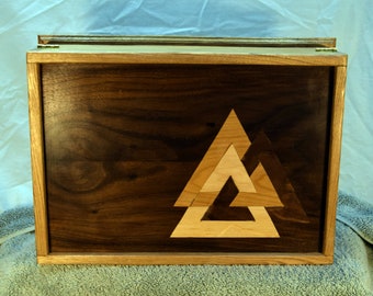 Large Wooden Tea Box - Odin's Triangle - Butternut & Walnut