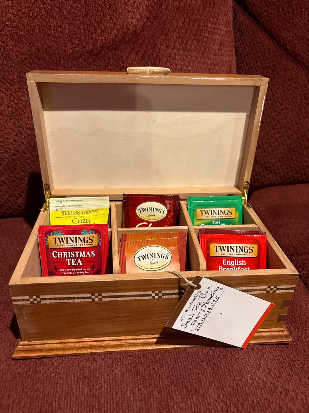 Small Tea Compartment Small Tea Box With Cherry Wood With Banding - Etsy