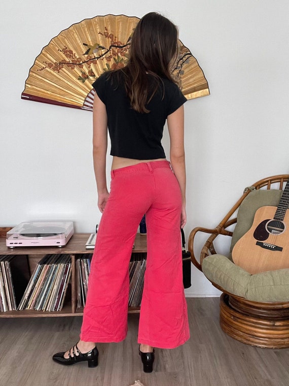 Vintage 60s Pink Flare Bell Bottoms XS 70s Hippie… - image 4