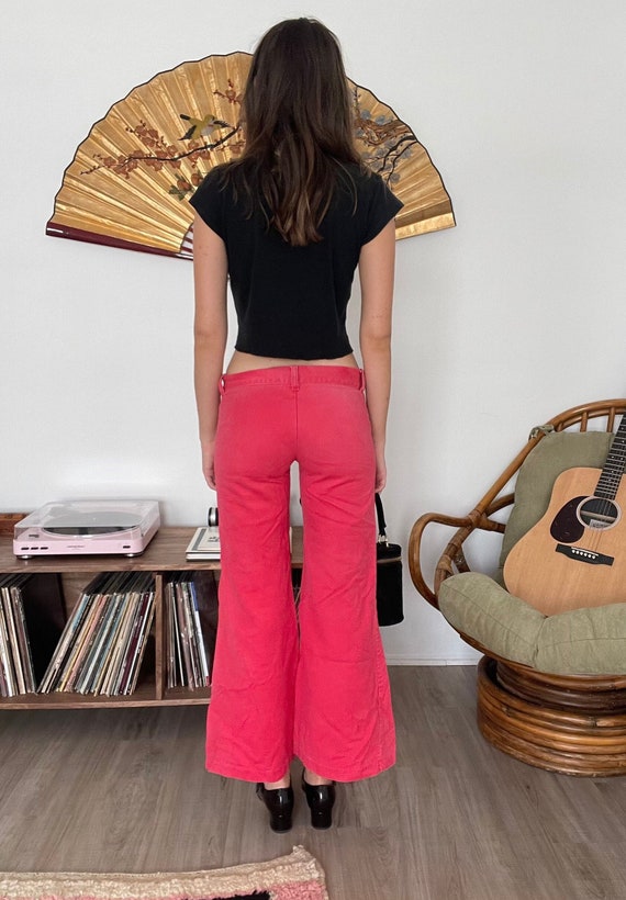 Vintage 60s Pink Flare Bell Bottoms XS 70s Hippie… - image 3