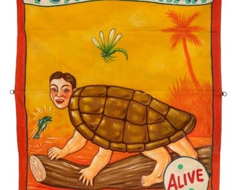 Vintage Tattoo Jack Cripe Sideshow Banner! Turtle Man!