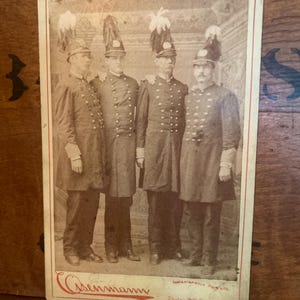 19th century cabinet photo of the Texas Giants the Shields Brothers. Oddities Circus Sideshow