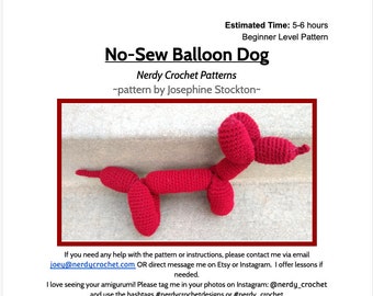 Crochet Pattern: No-Sew Balloon Dog Amigurumi Toy