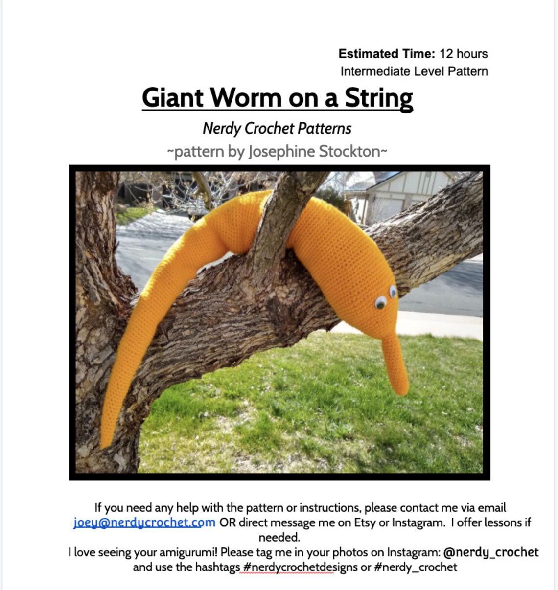 Crochet Pattern Giant Worm on a String Amigurumi Etsy