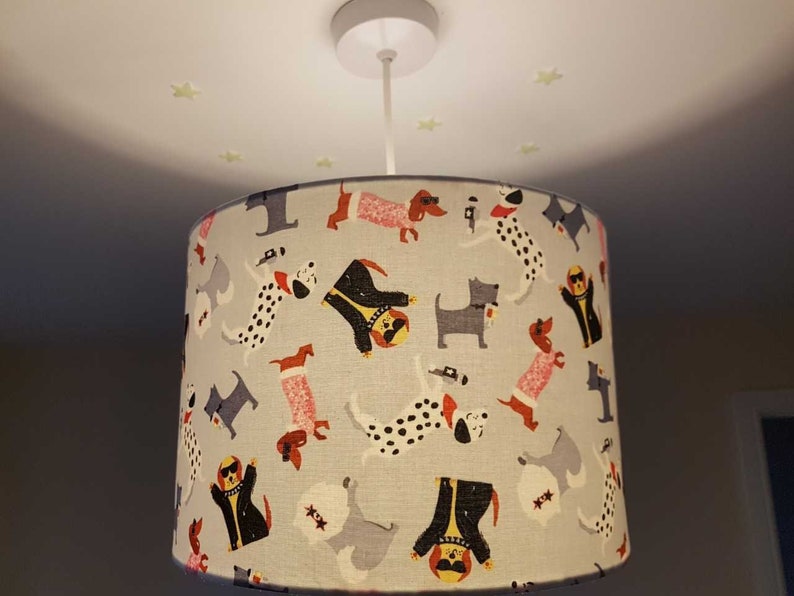 Handmade Kids Lampshade In A Fun And Quirky Dog Print Bedroom Decor Lighiting Ceiling Lamp Shade
