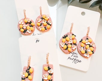 Pink Lemonade Earrings |Clay Earrings| Dangle Earrings| Flower Earrings| Statement Earrings| Strawberry Earrings| Everyday Earrings