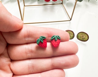 Made to Order Strawberry Studs |Clay Earrings| Dangle Earrings| Earrings| Statement Earrings| Summer Earrings|