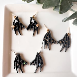 Kolczyki Black Bat Wings | Kolczyki gliniane | Kolczyki wiszące | Kolczyki Statement | Kolczyki Bookish | Kolczyki Bat Boys