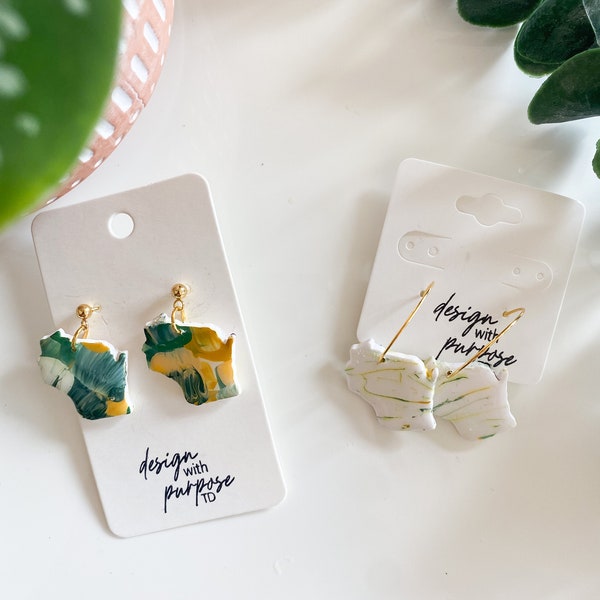 Hand Painted Green Bay Packers Earrings |Clay Earrings| Dangle Earrings| Painted Earrings| Statement Earrings|  Earrings| WI Earrings
