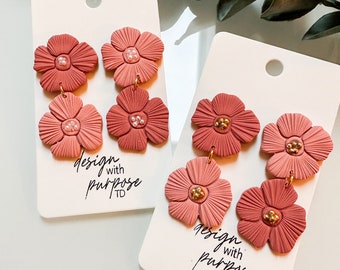 Detailed Blush Ombré Flower Earrings |Clay Earrings| Stud Earrings| Earrings| Statement Earrings| Summer Earrings|