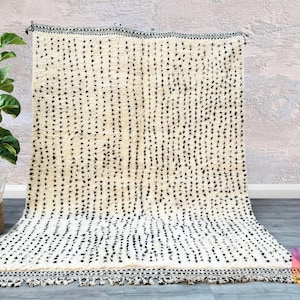 Moroccan Handmade rug ,Beni ourain style Morocco wool Berber Rug, modern rug, Hand woven rug, Azilal Berber style - white Rug Morocco