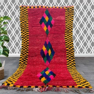 Fabulous Moroccan rug 4.7 ft x 9.3 ft- Authentic Moroccan Boujad Rug - Berber tribal rug - Handmade Old Moroccan Rug - Berber carpet 5x9