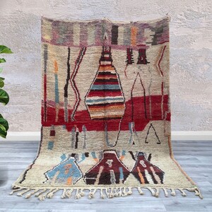 Berber Moroccan rug 6x8, Old Moroccan rug Bohemian rug Beni ourain rugs , Area rug Wool Handmade Moroccan Vintage rug 5.7 FT x 8.4 FT