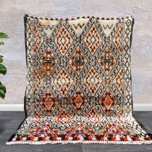 Moroccan vintage boujad rug 5x6- Old Authentic Handmade moroccan Rug - Old Berber carpet - Moroccan Rug - genuine Boujad Rug