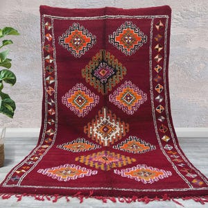 Vintage Marokkanischer Teppich 200x300, Berber Teppich, Berber Teppich, Marokko Teppich, Beni Ourain Teppich, Schachbrettteppich