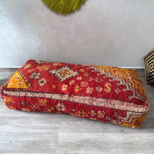 Large Moroccan Kilim Pouf, Vintage Moroccan Floor Cushion, Vintage Kilim Pouf, Ottoman Kilim Pouf , Floor Pillows,floor cushion (UNSTUFFED)