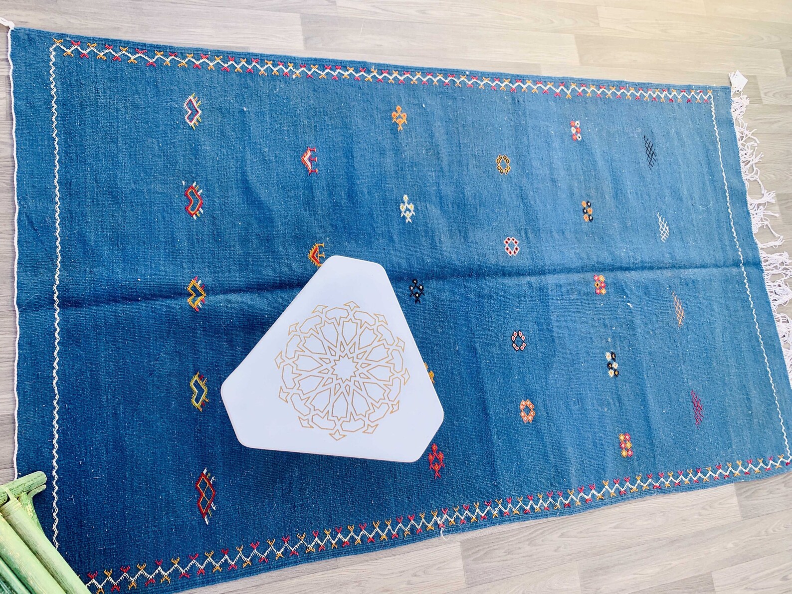 Vintage blue rug 5x8ft kilim Wool rug Moroccan rug Etsy