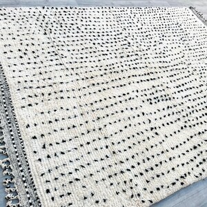 Moroccan Handmade rug ,Beni ourain style Morocco wool Berber Rug, modern rug, Hand woven rug, Azilal Berber style - white Rug Morocco