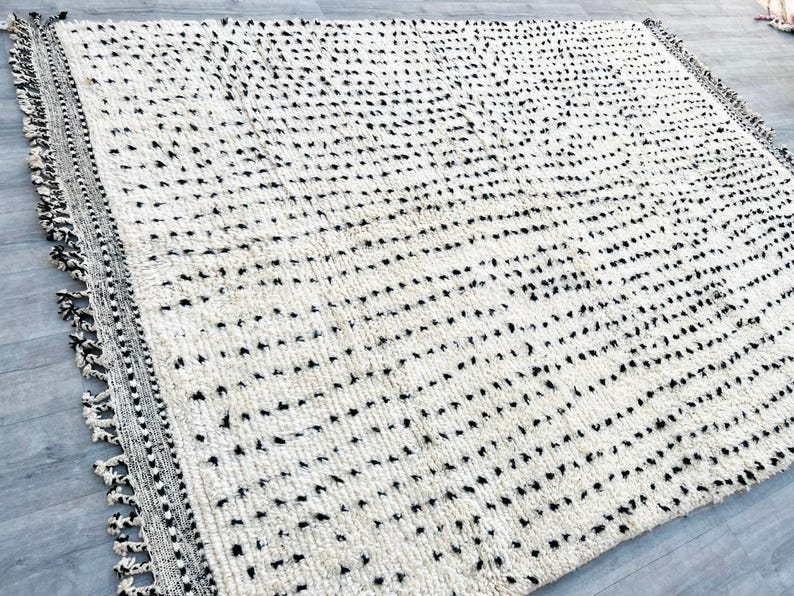 Moroccan Handmade rug ,Beni ourain style Morocco wool Berber Rug, modern rug, Hand woven rug, Azilal Berber style - white Rug Morocco