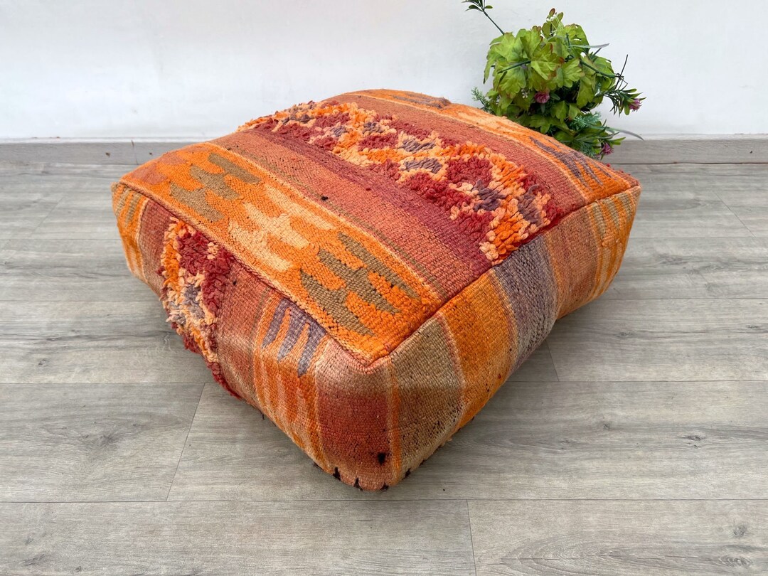 Moroccan Floor Cushion Home Decor Square Design Boujaad footstool Pouf — free download