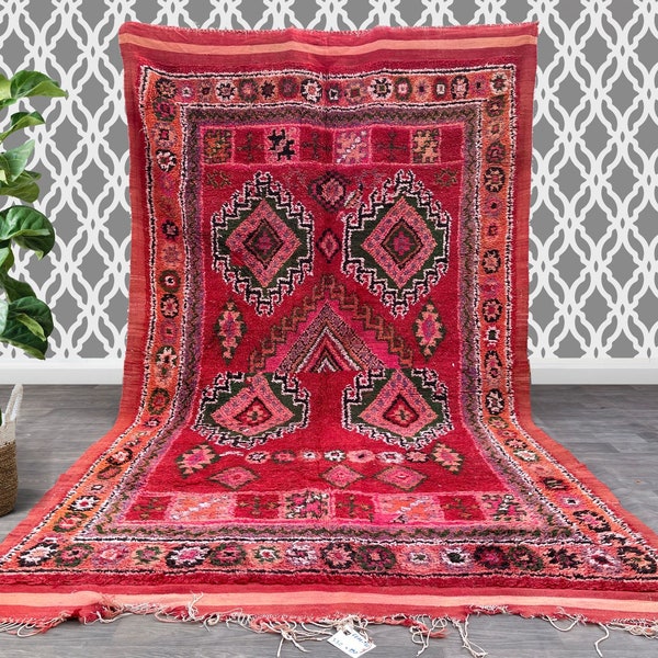 Vintage Moroccan 6.2 FT x 10.8 FT Handmade Beni Ourain Style Kilim Rug Moroccan Rugs 6X11 -Berber area rug - Large authentic Moroccan rug