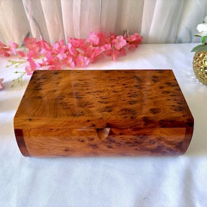 10&quot;x6&quot; Moroccan high quality burl jewelry Box,Thuya wooden jewelry box organizer,engraved Custom gift wedding Box,decorative wooden box