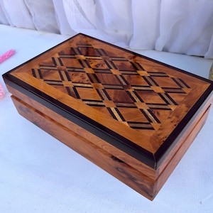Handcrafted Thuya Burl Wooden Jewelry Box -Handmade Small Jewelry Box 8x5in ,Decorative Storage Box For Women, Solid Thuya wood jewellry Box