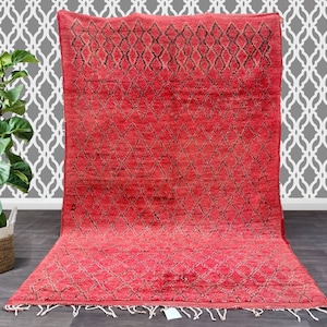 Authentic Flat Moroccan rug 5x9 - Authentic Moroccan Boujad Rug - Berber tribal rug- Handmade Old Moroccan Rug- Berber carpet -Bohemian rug