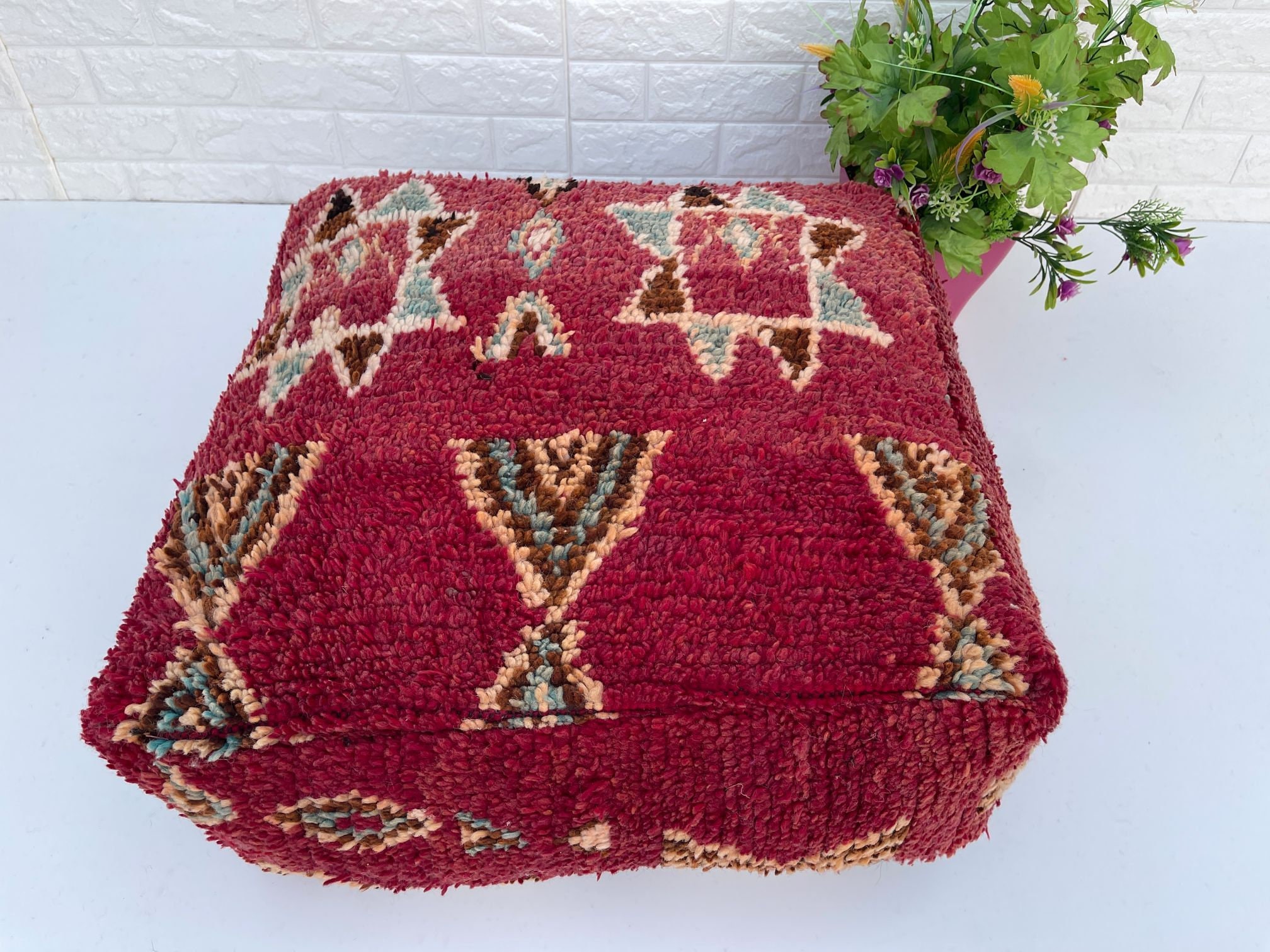 Marokkanische quadratische Bodenkissen Boujaad Pouf Berber | Etsy