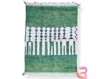 Moroccan rug green, Beni Ourain Colorful Rug, Wool Rug, Checkered Rug, Handmade Rug, Custom Beni Ourain rug, Style Moroccan Rug ,Green rug