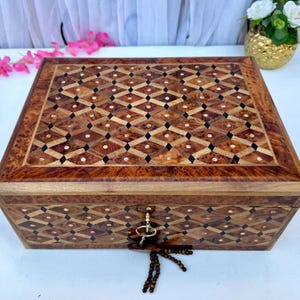 Large Handmade Wooden Jewelry Box Made Of Thuya Burl Wood 14&quot;x11&quot;,Jewelry Organizer,Memory Box,Storage Box For Women,Christmas Gift Box