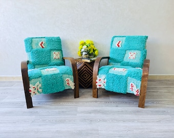 Set of 2 Mid century armchair, Retro lounge chair, modern chair, relax vintage style chair, Handmade wood chair, Moroccan Wood Armchair Gift