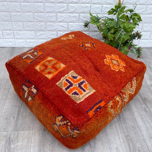 Fabelhaftes Bodenkissen - Kilim Pouf - Handgefertigt aus Boujad Teppich - Berber Marokkanisches Bodenkissen - Sitzkissen - Sessel - Sofakissen