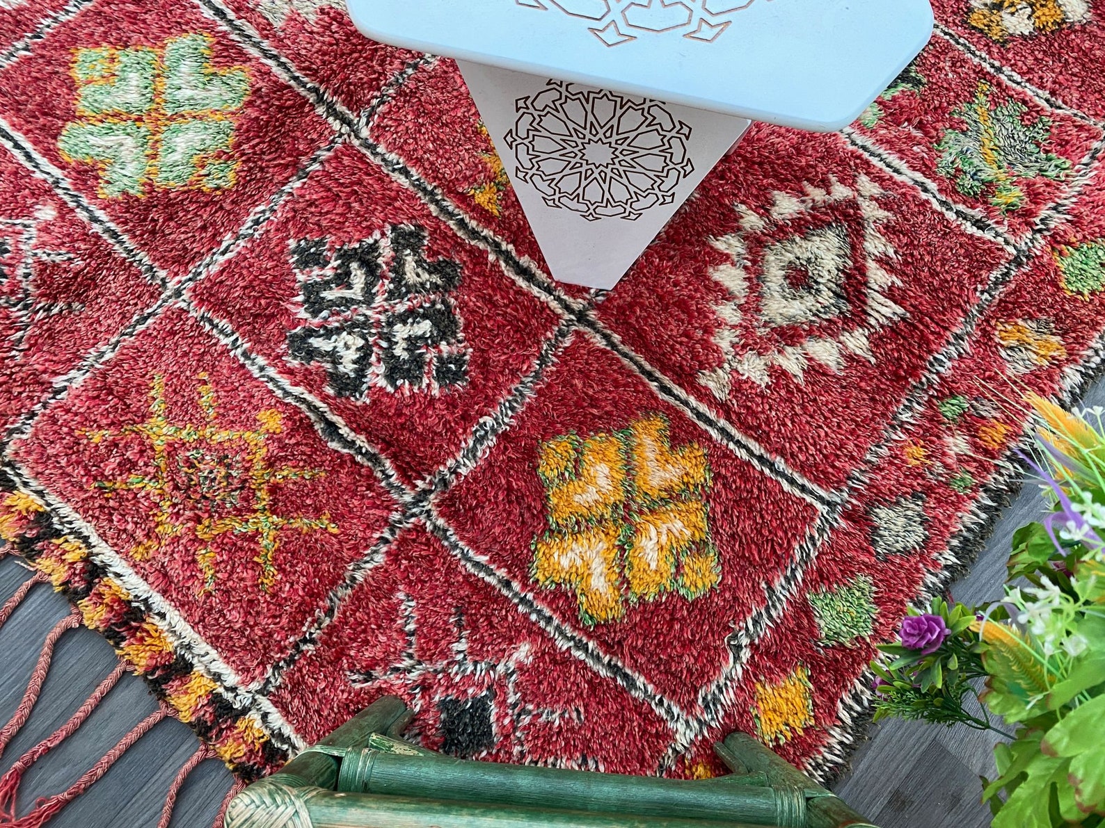 Fatiha Vintage Boujad Rug Handmade 100 Percent Wool Heirloom For Interior Design Enthusiasts main image 1