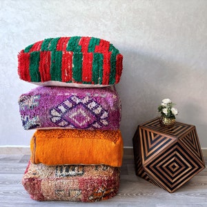 70%OFF** Moroccan Kilim Pouf Floor Pouf Vintage Moroccan Ottoman Square Pouf, Yoga Meditation Cushion, Outdoor colorful Kilim Pillows Cover